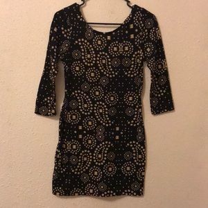 Black dress with yellow print